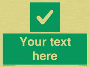 Custom green background, green square with tick sign